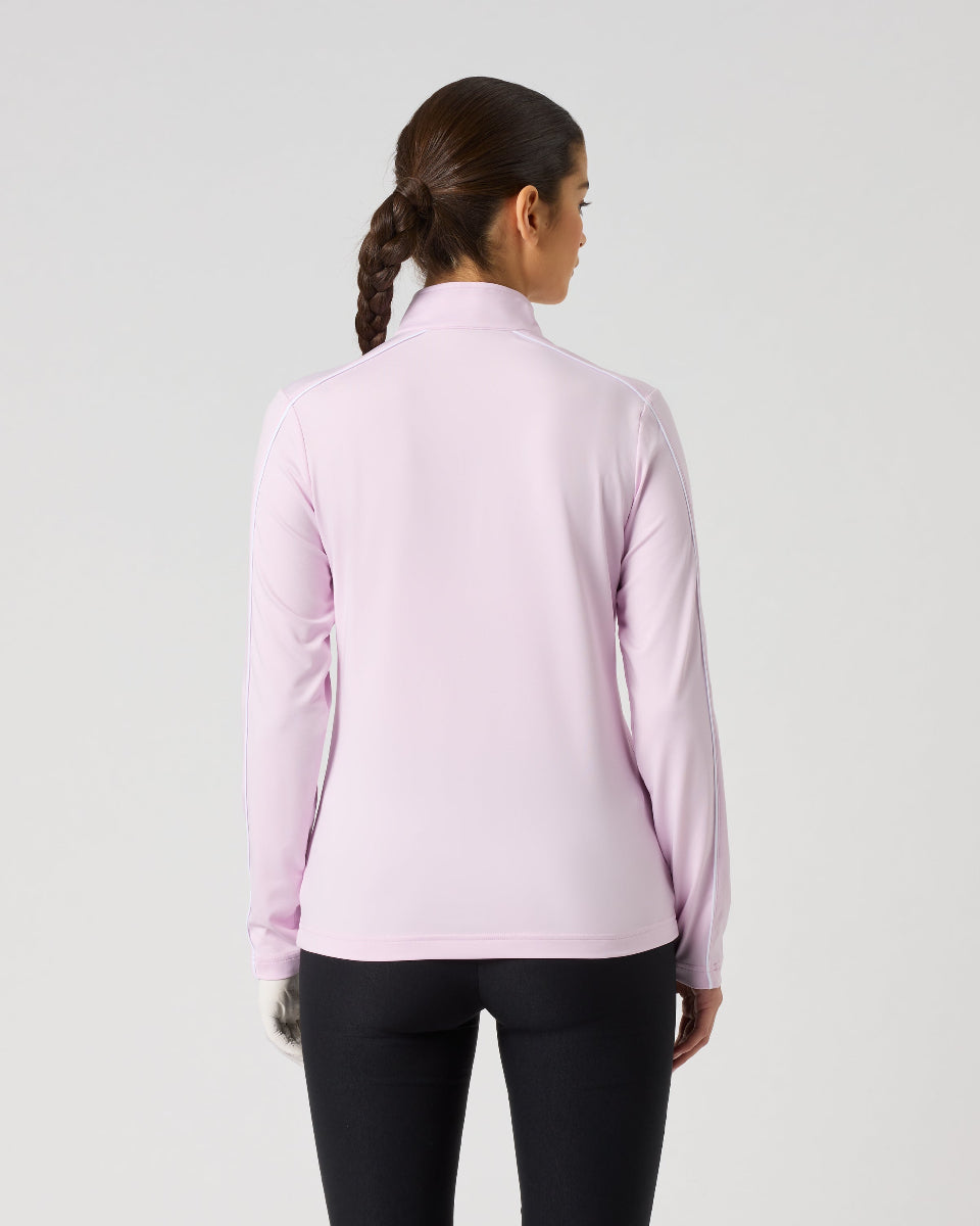 Daily Sports Piping Pink Long Sleeve Half Neck