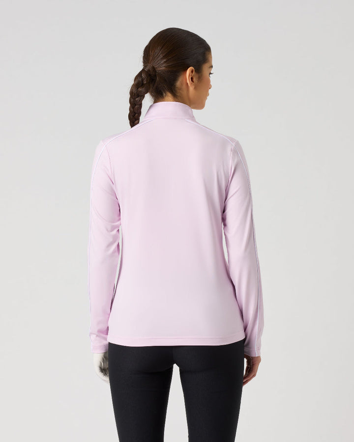 Daily Sports Piping Pink Long Sleeve Half Neck