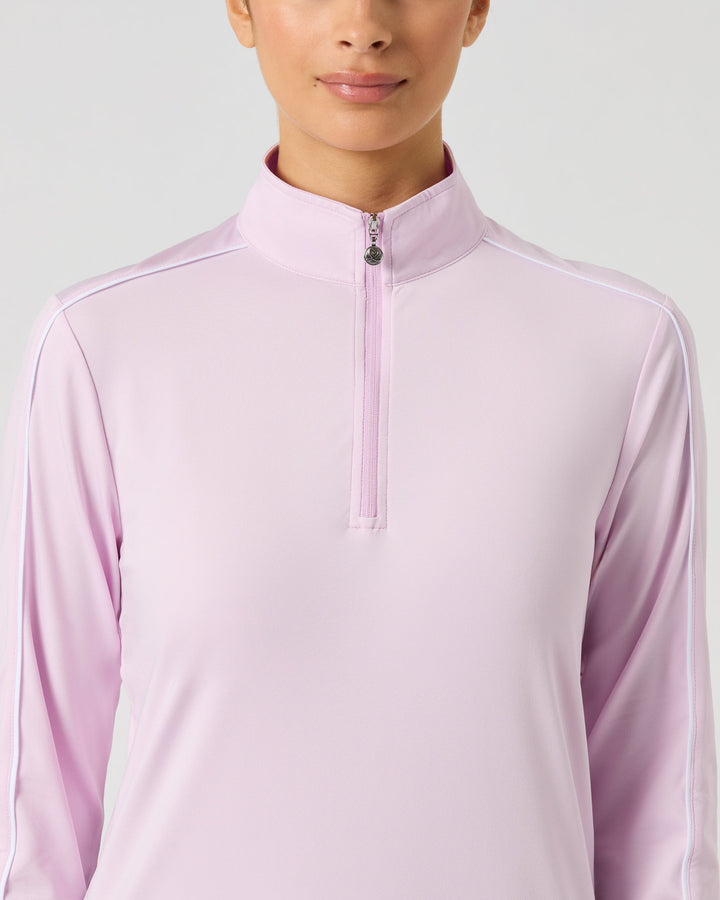 Daily Sports Piping Pink Long Sleeve Half Neck