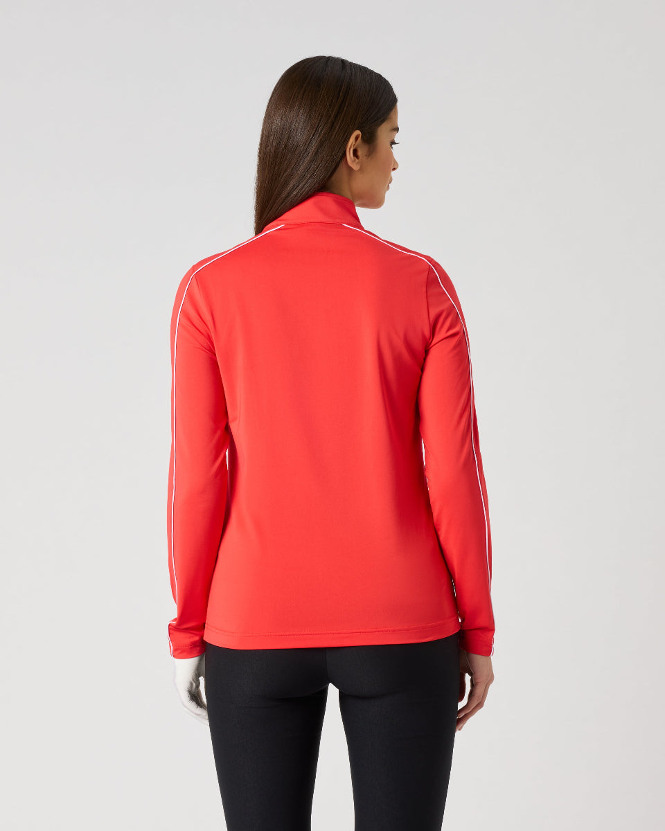 Daily Sports Poppy Red Piping Long Sleeve Half Neck Top