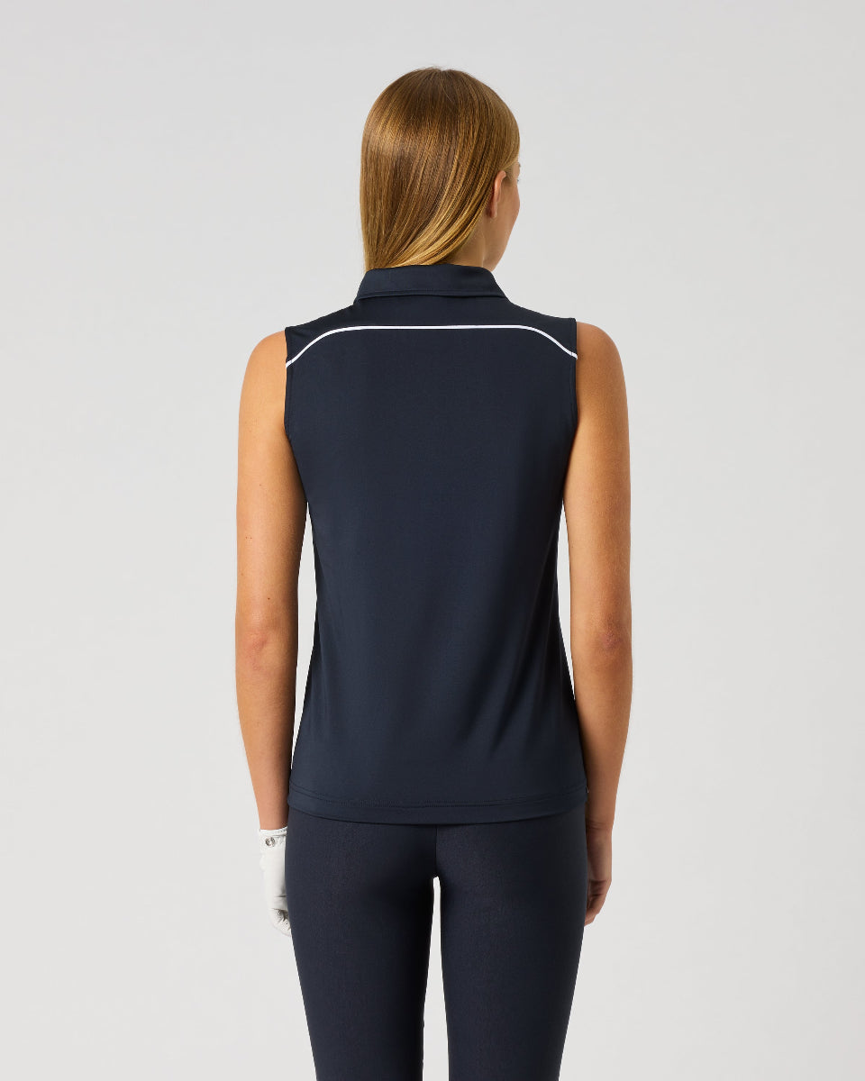 Daily Sports Dark Navy Piping Sleeveless Polo