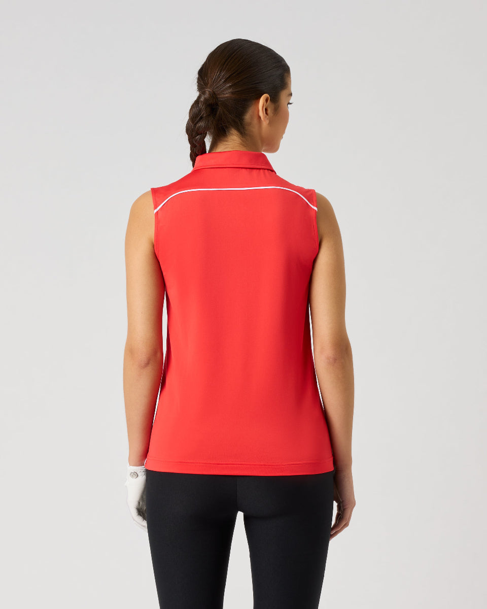 Daily Sports Poppy Red Piping Sleeveless Polo