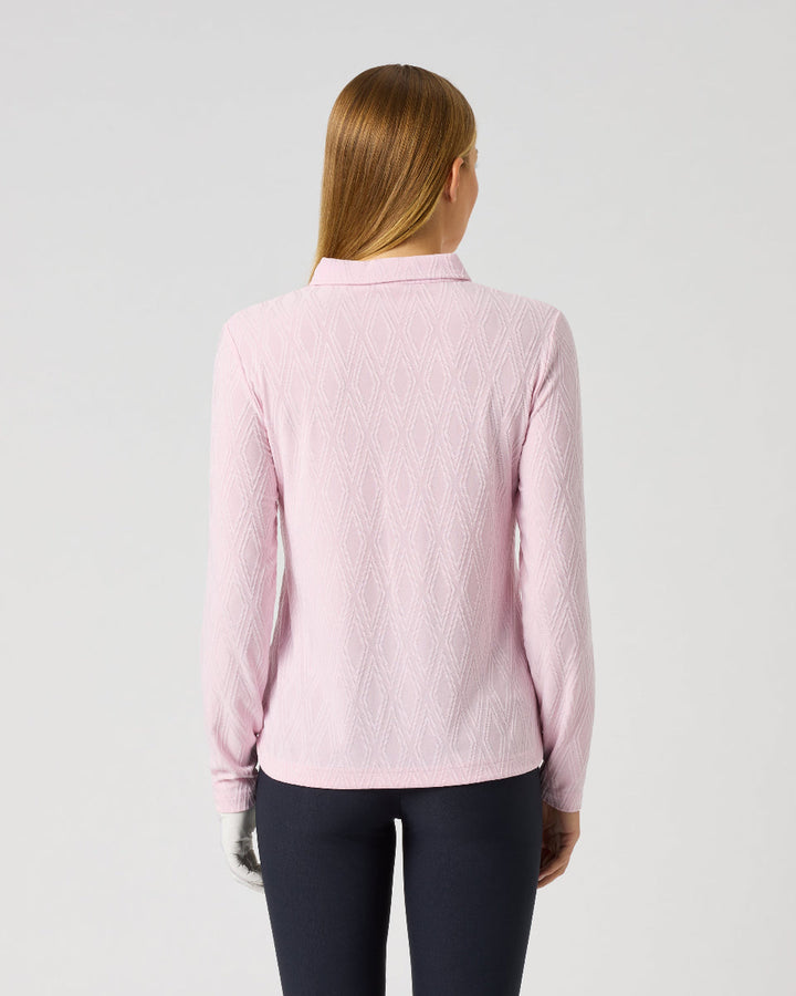 Daily Sports Graphic Jacquard Pink Long Sleeve Polo