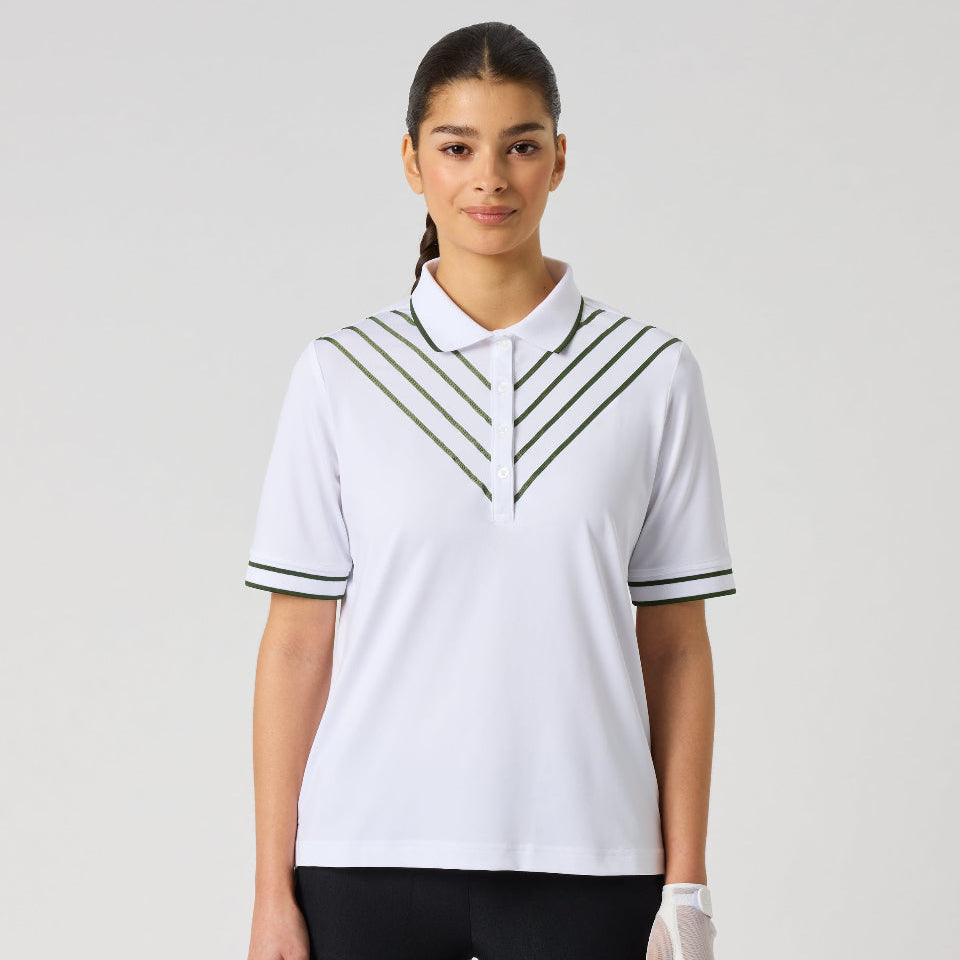 Daily Sports Ribbon White/Green Half Sleeve Polo