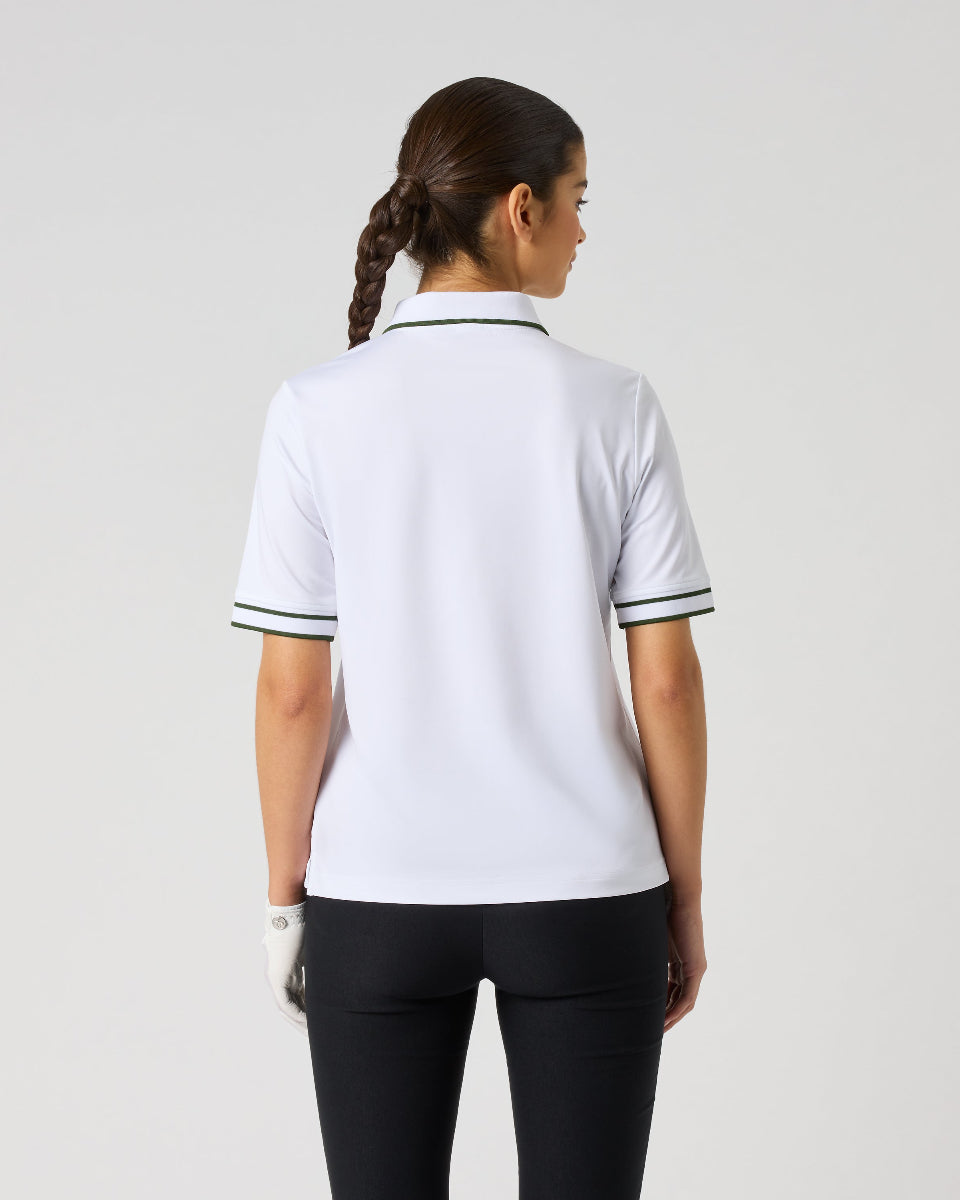 Daily Sports Ribbon White/Green Half Sleeve Polo