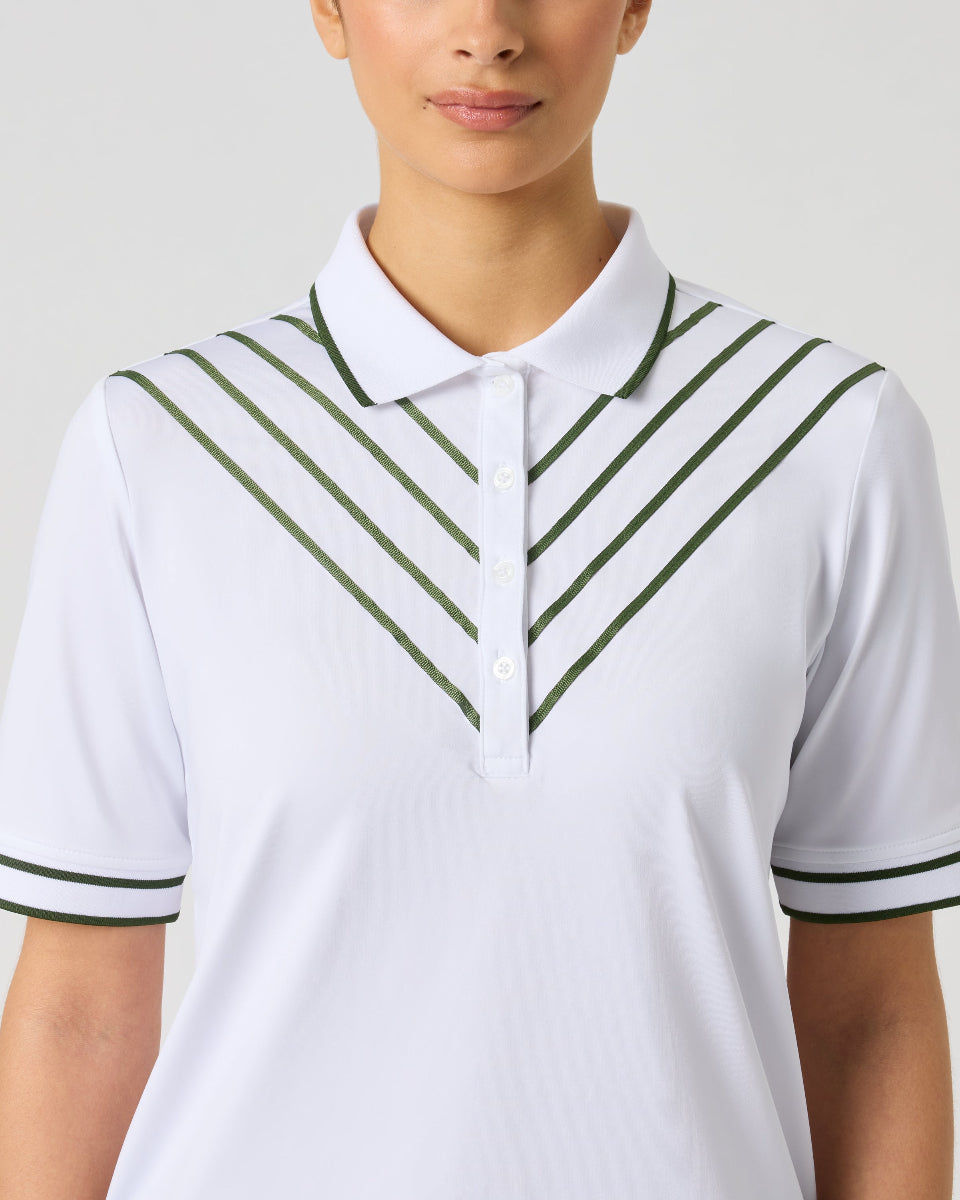Daily Sports Ribbon White/Green Half Sleeve Polo
