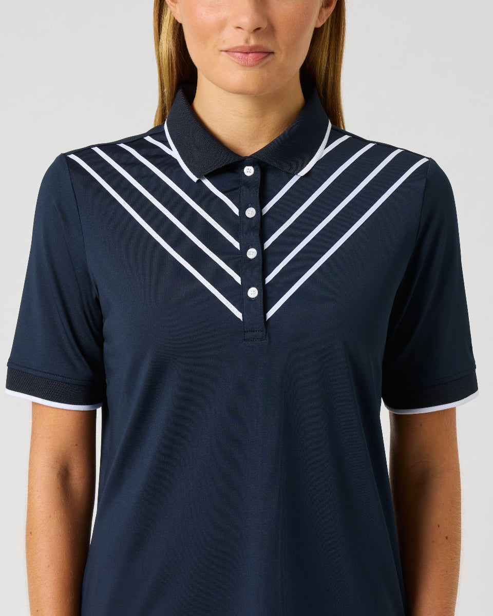 Daily Sports Ribbon Dark Navy Half Sleeve Polo
