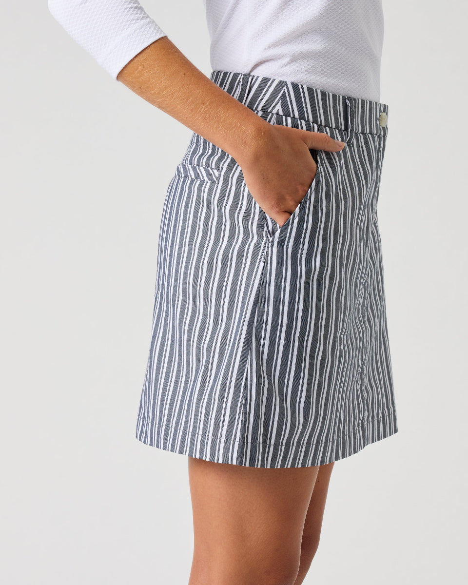 Daily Sports Stripe 17" Dark Navy Skort