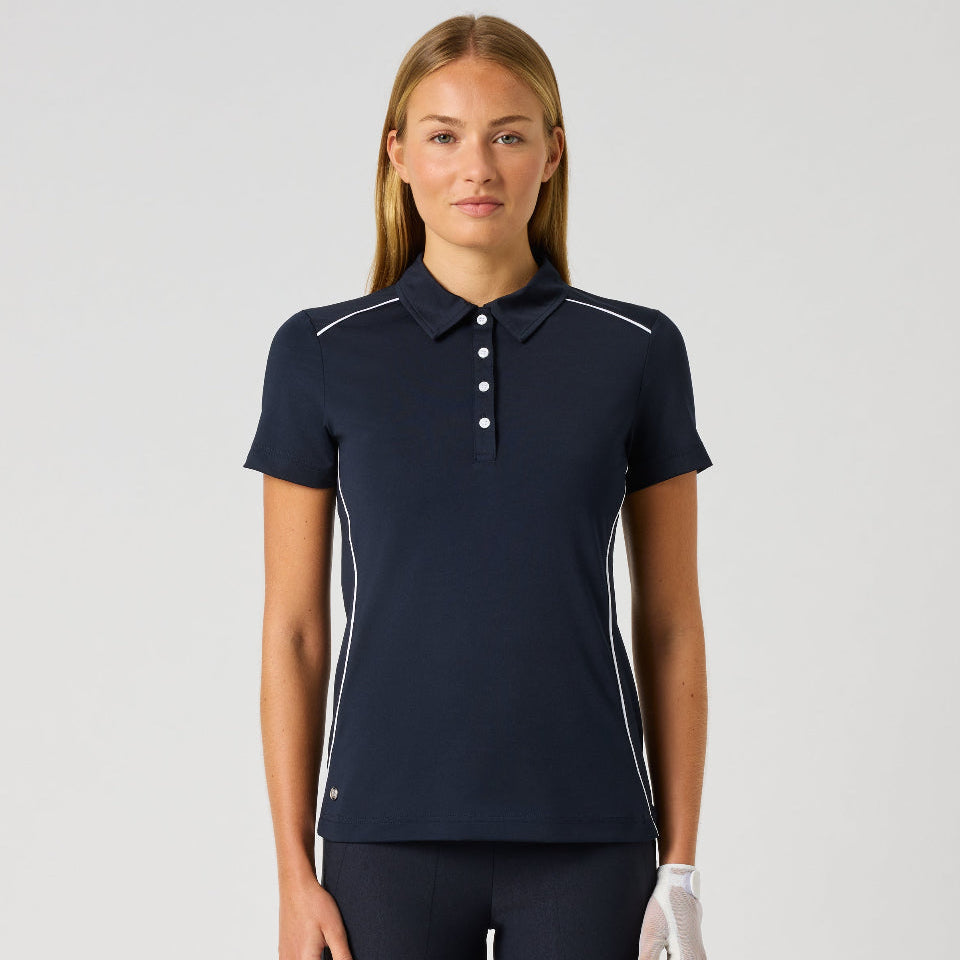 Daily Sports Dark Navy Piping Short Sleeve Polo