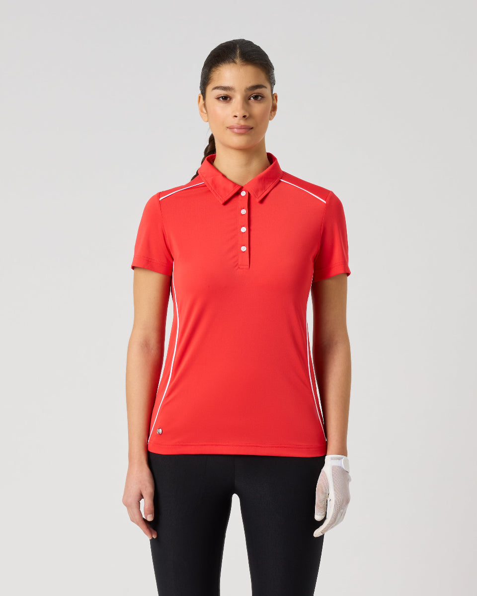 Daily Sports Poppy Red Piping Short Sleeve Polo