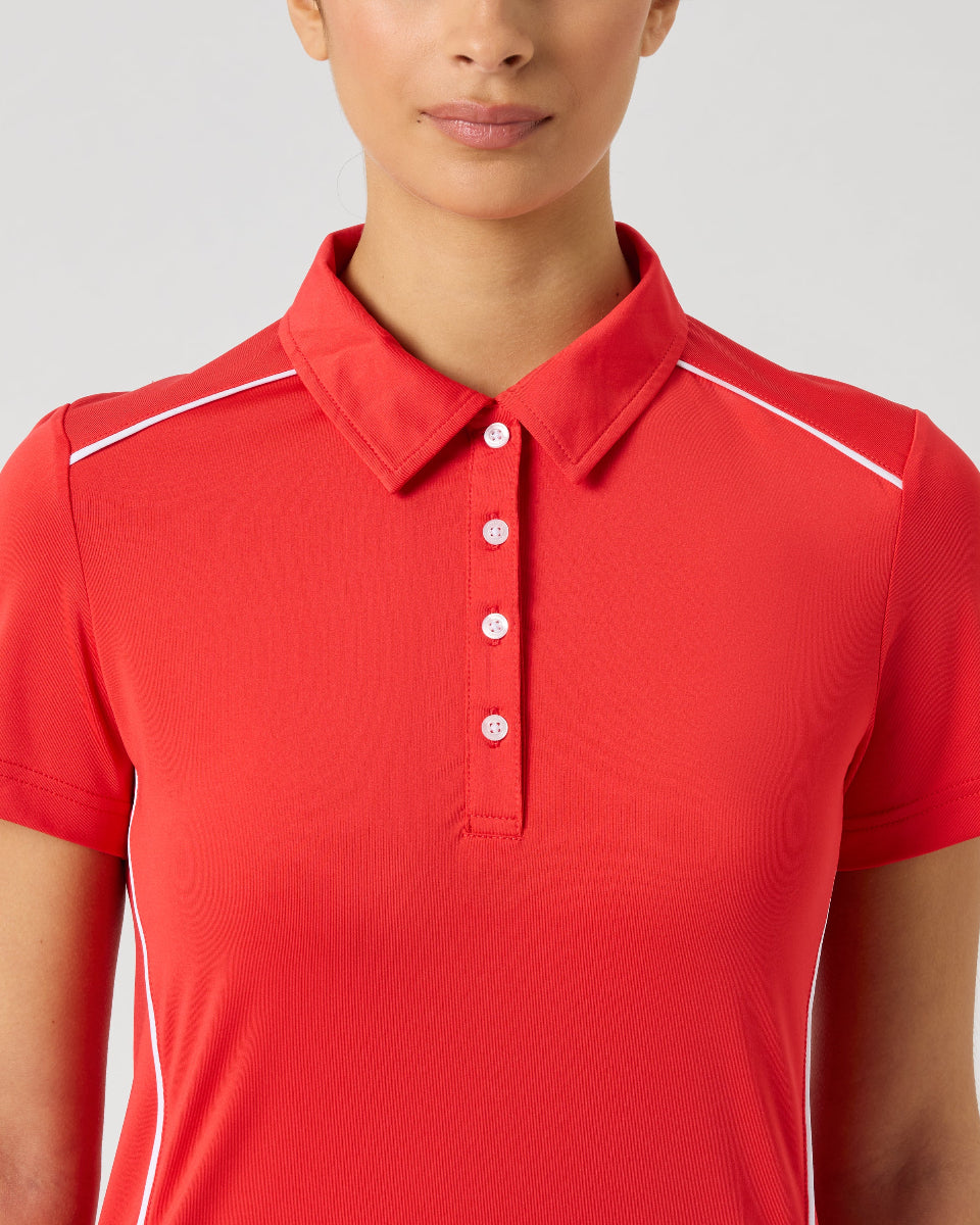 Daily Sports Poppy Red Piping Short Sleeve Polo