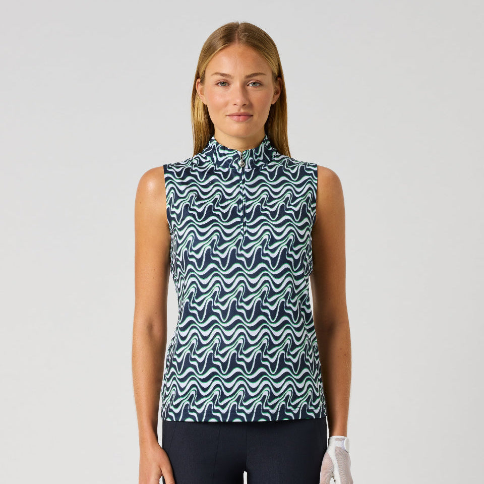 Daily Sports Flair Motion Printed Air Sleeveless Polo
