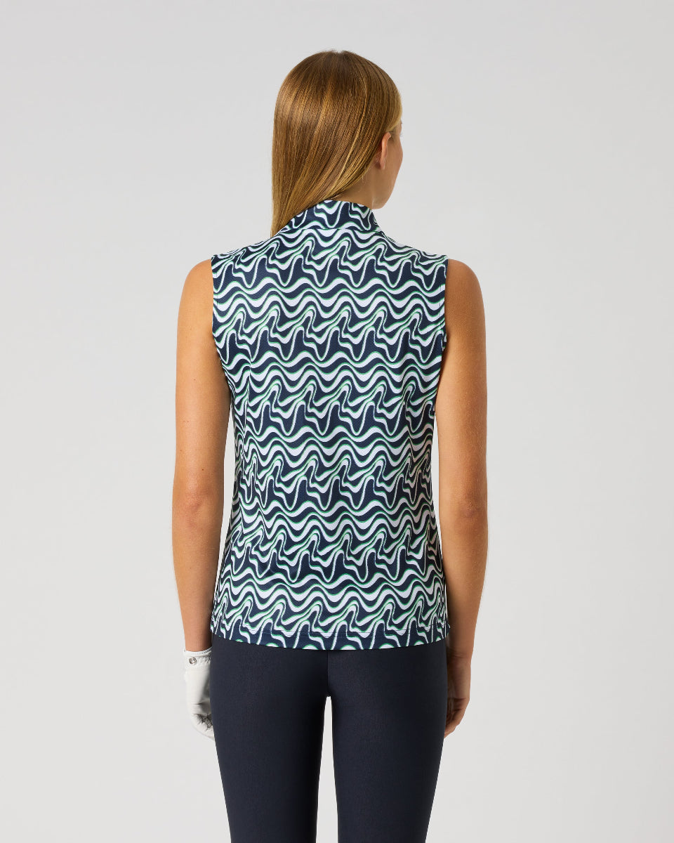 Daily Sports Flair Motion Printed Air Sleeveless Polo