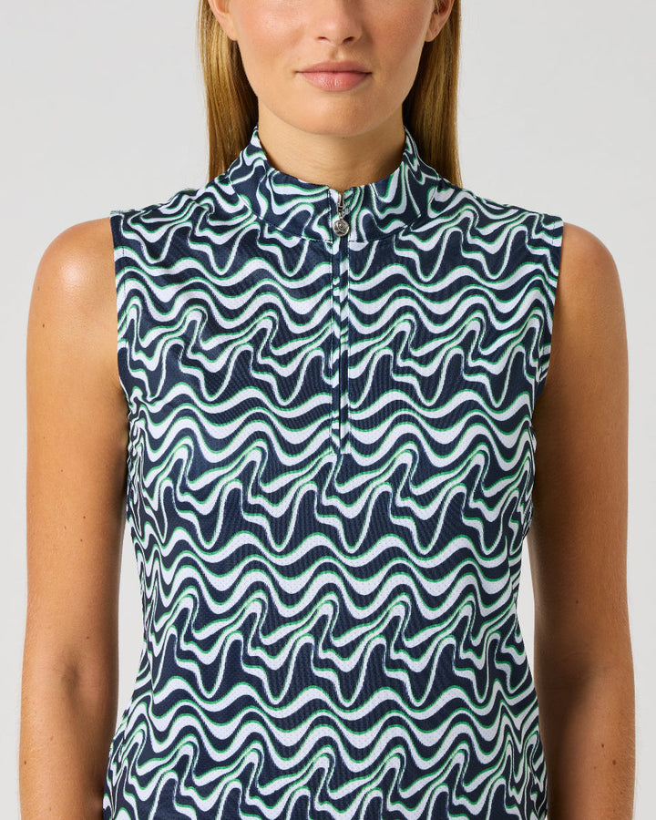 Daily Sports Flair Motion Printed Air Sleeveless Polo