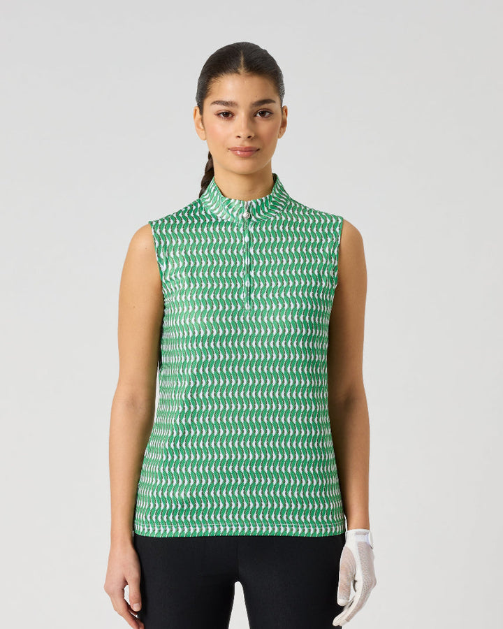 Daily Sports Banana Leaf Printed Air Sleeveless Polo