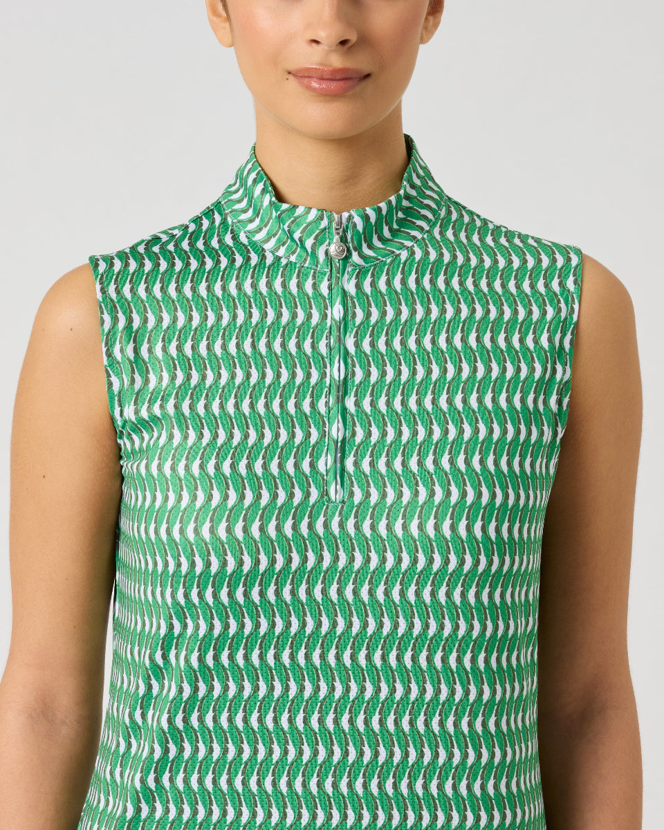 Daily Sports Banana Leaf Printed Air Sleeveless Polo
