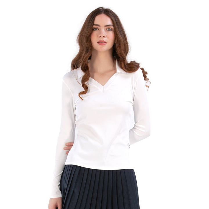 Foray Golf Rib V-Neck Long Sleeve Polo