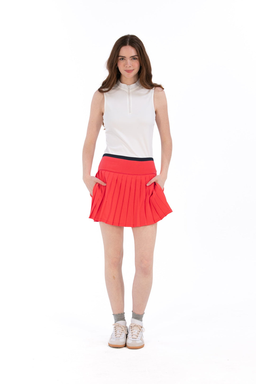 Foray Golf Coral Pleated Rib Waist Skort