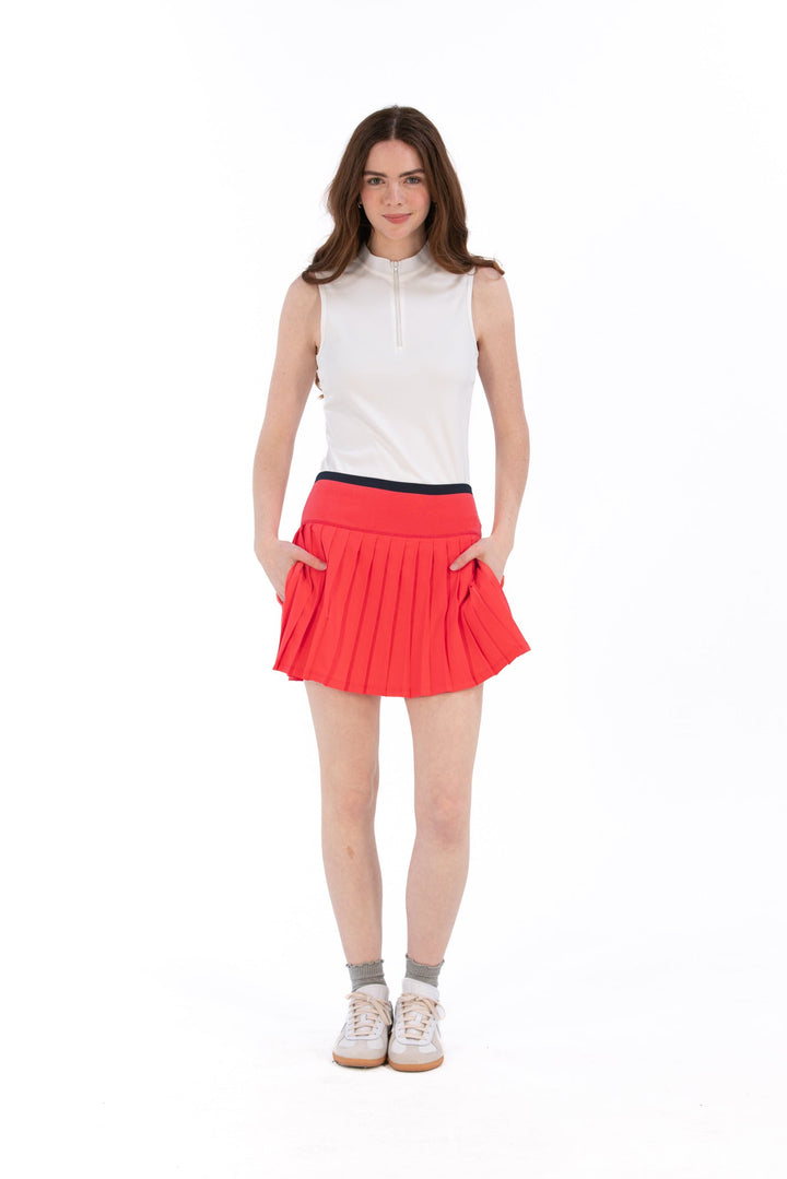 Foray Golf Coral Pleated Rib Waist Skort
