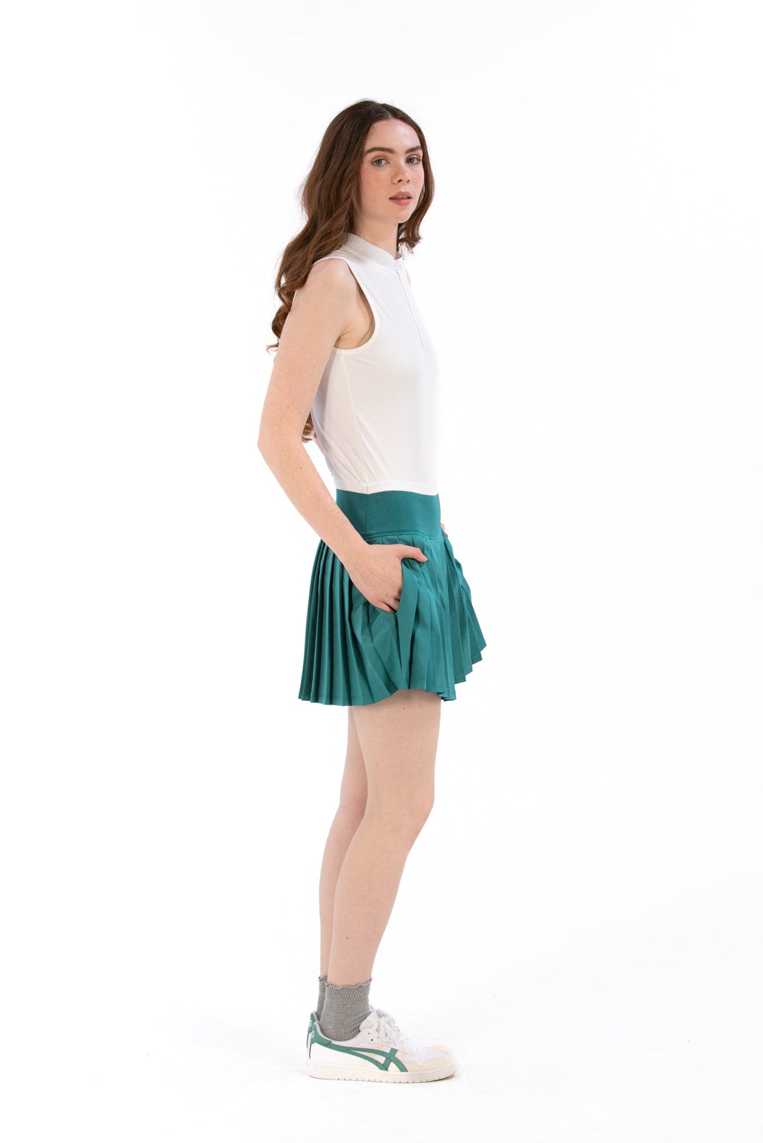 Foray Golf Coral Pleated Rib Waist Skort