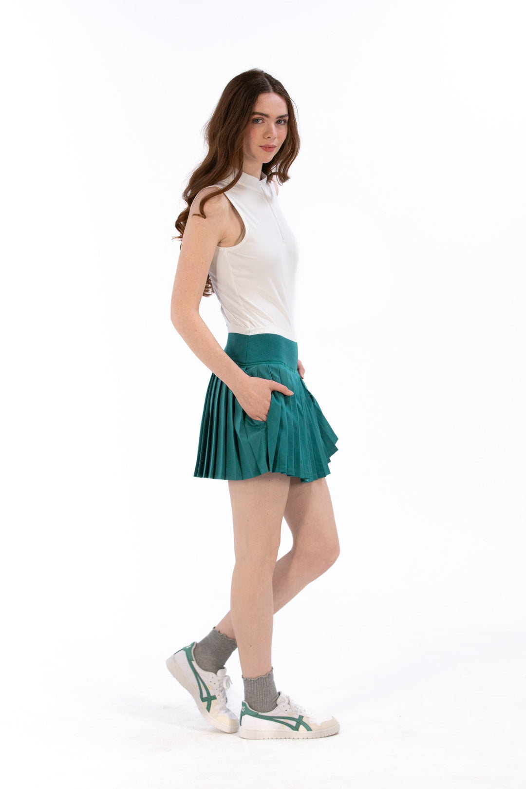 Foray Golf Coral Pleated Rib Waist Skort