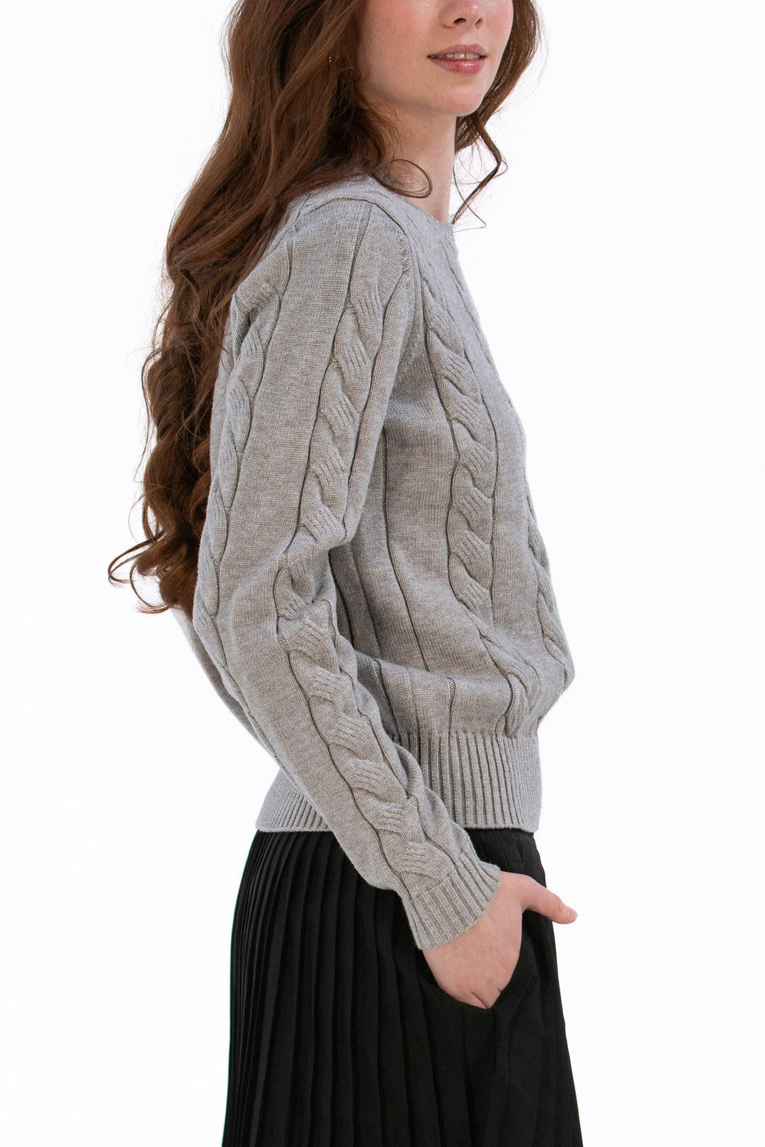 Foray Golf Marl Grey Cable Knit Sweater