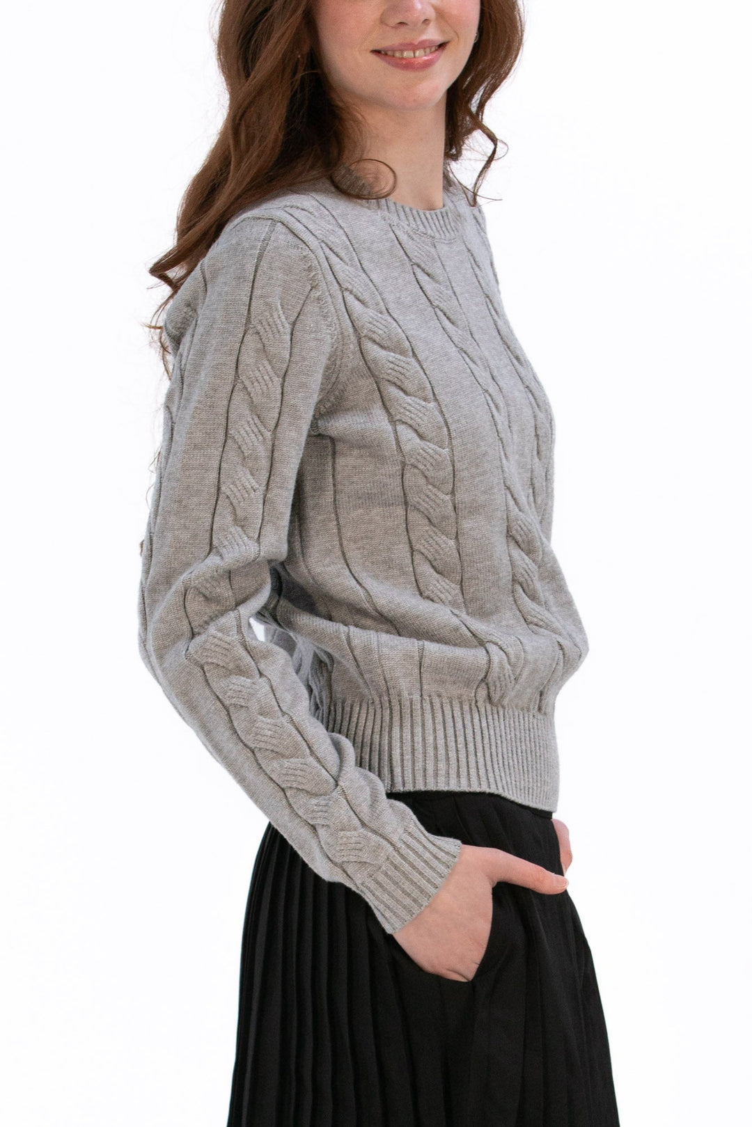 Foray Golf Marl Grey Cable Knit Sweater