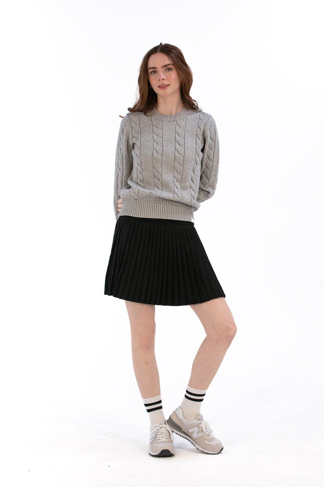 Foray Golf Marl Grey Cable Knit Sweater