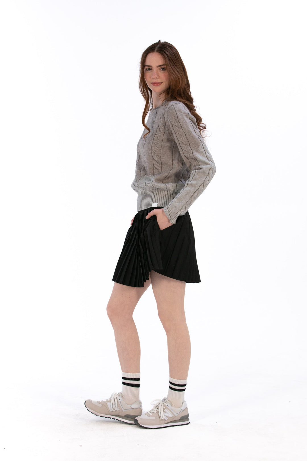 Foray Golf Marl Grey Cable Knit Sweater