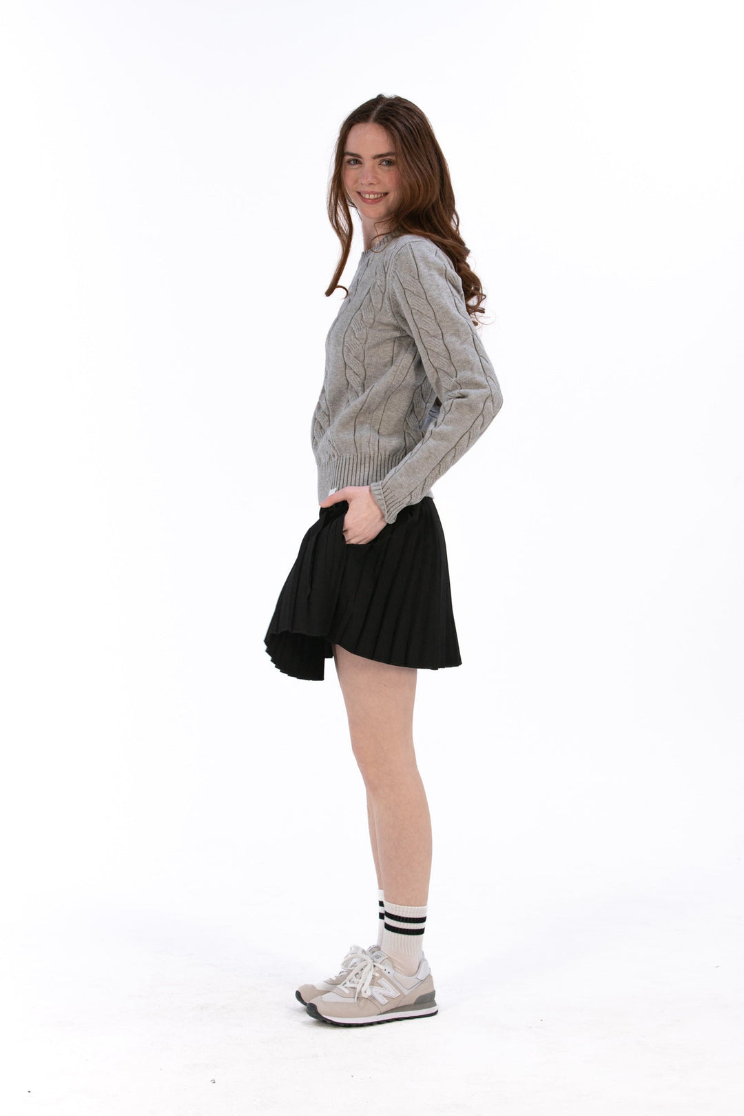 Foray Golf Marl Grey Cable Knit Sweater