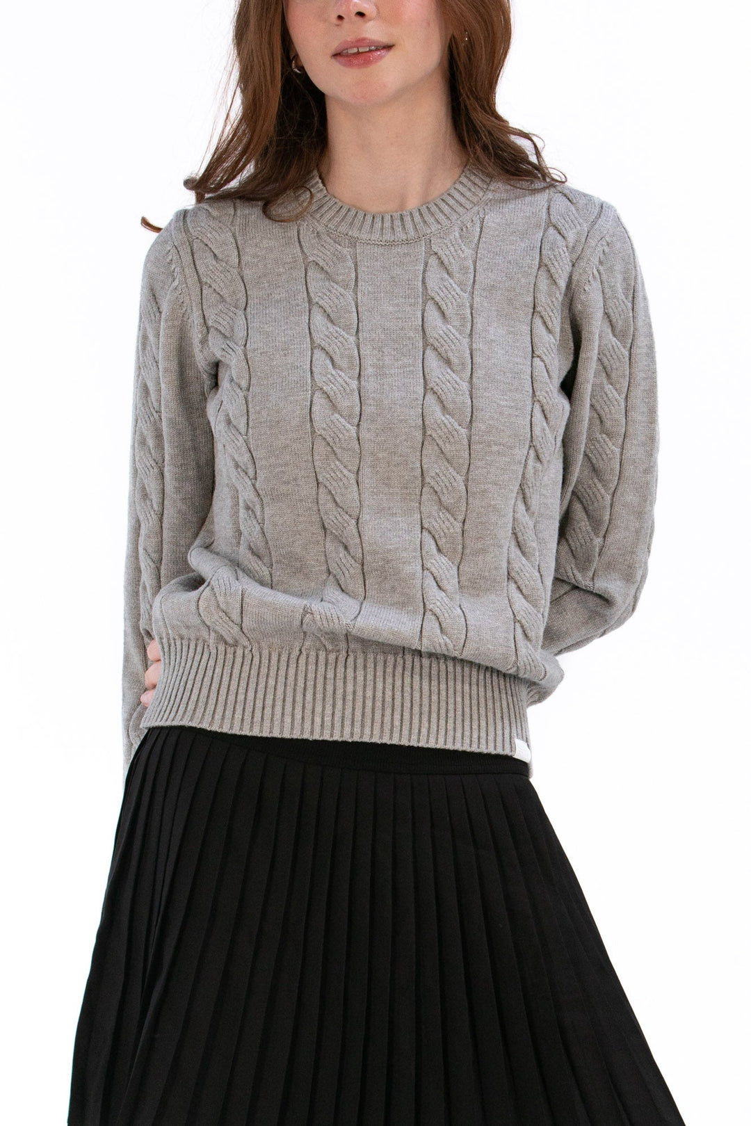 Foray Golf Marl Grey Cable Knit Sweater