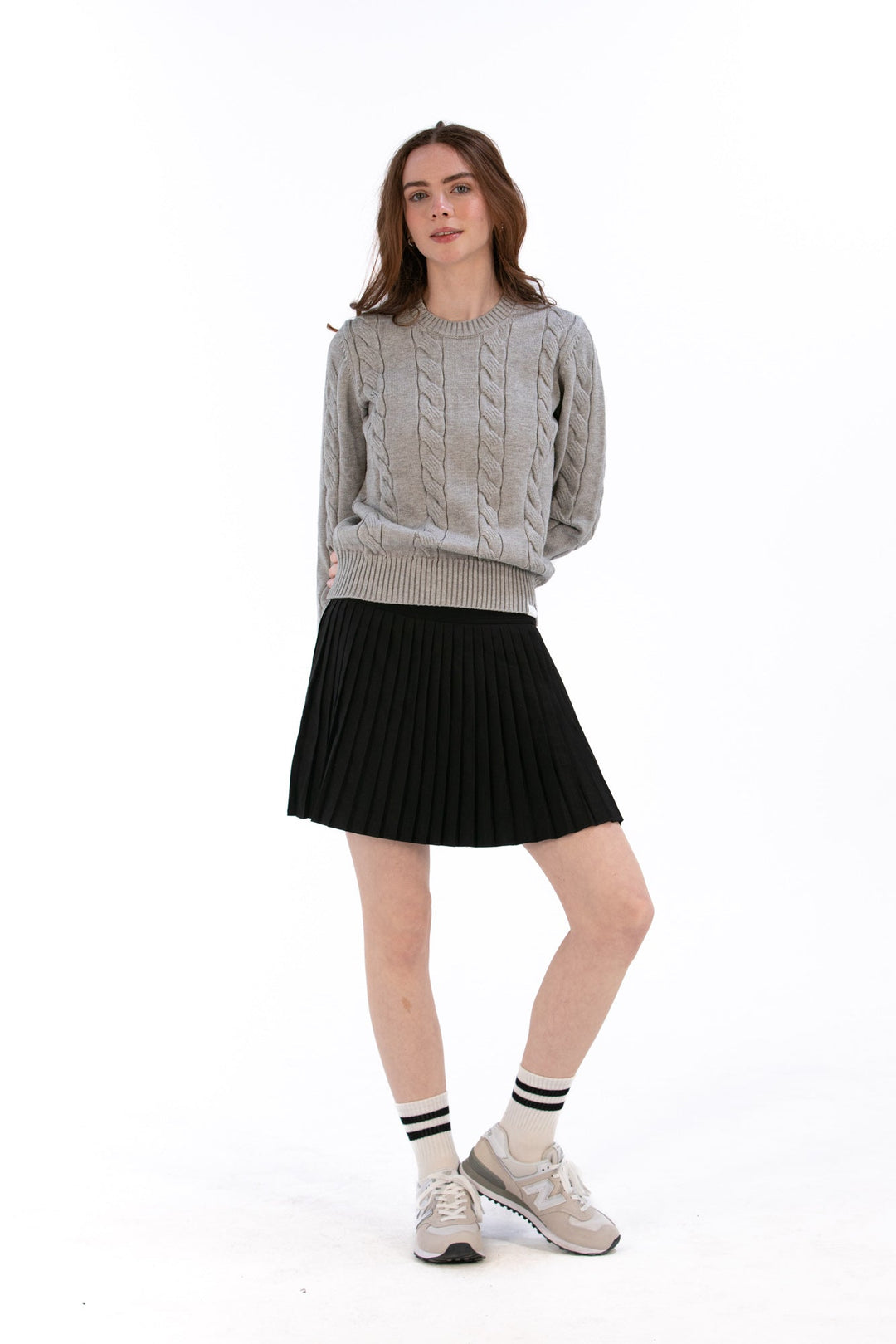 Foray Golf Marl Grey Cable Knit Sweater