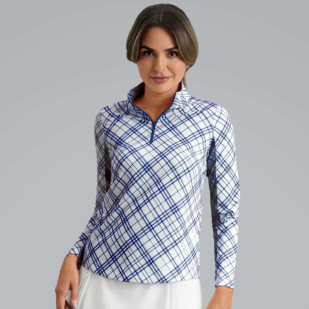 IBKUL Tony Plaid Long Sleeve Mock