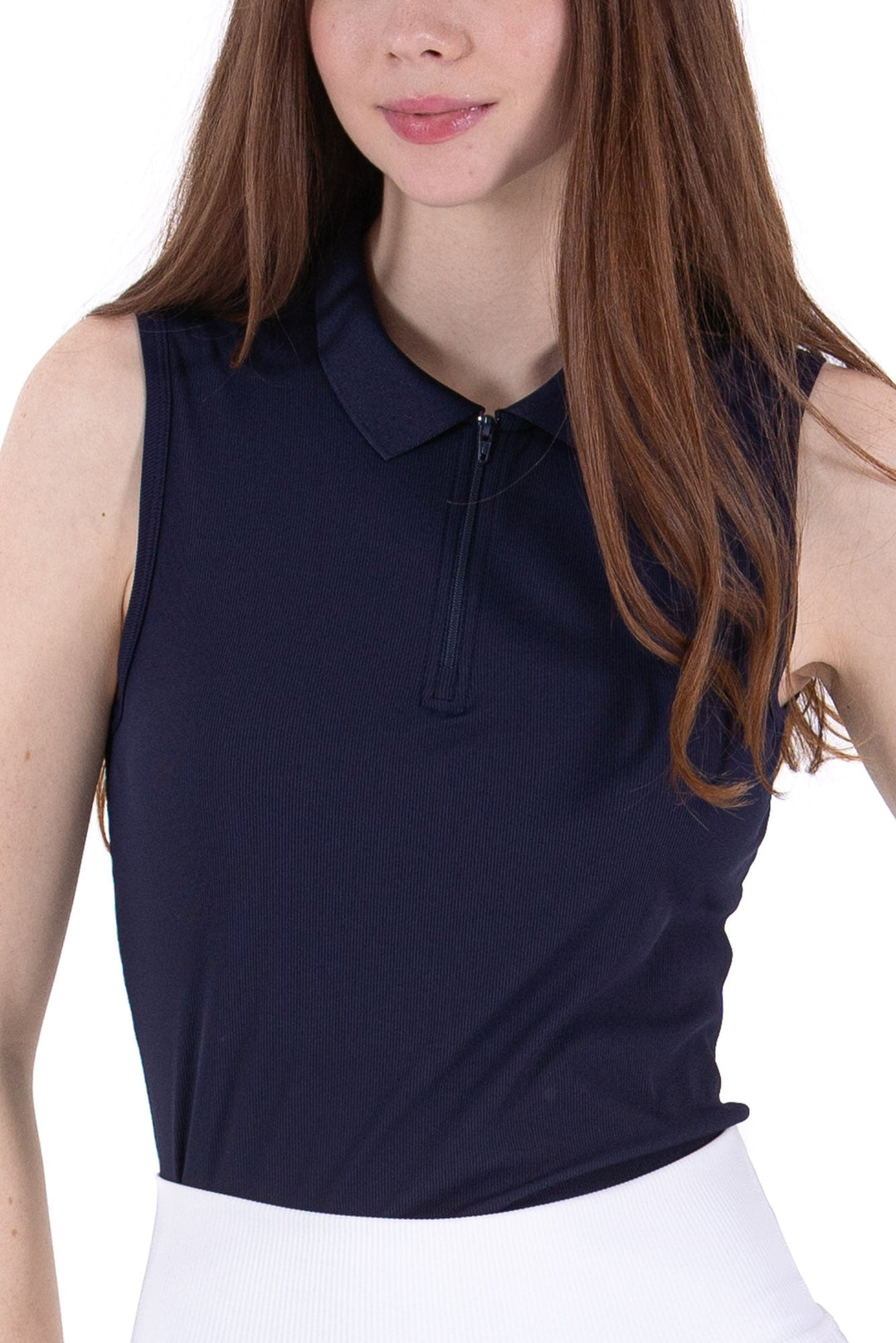 Foray Golf Rib Sleeveless Zip Polo