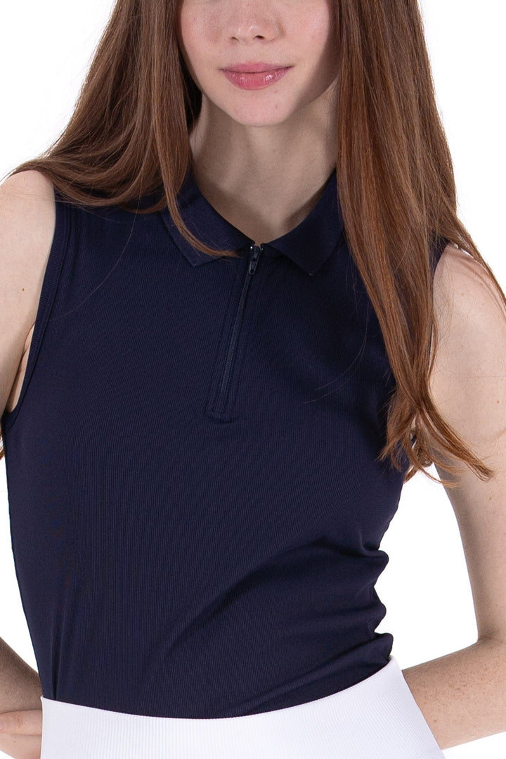 Foray Golf Rib Sleeveless Zip Polo