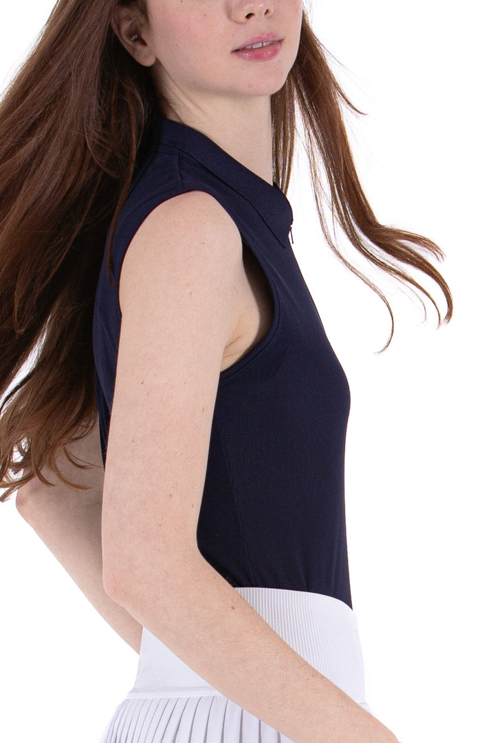 Foray Golf Rib Sleeveless Zip Polo