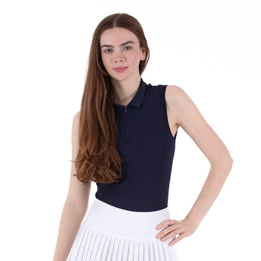 Foray Golf Rib Sleeveless Zip Polo