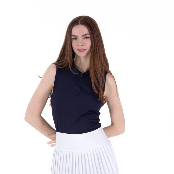 Foray Golf Rib Sleeveless Zip Polo