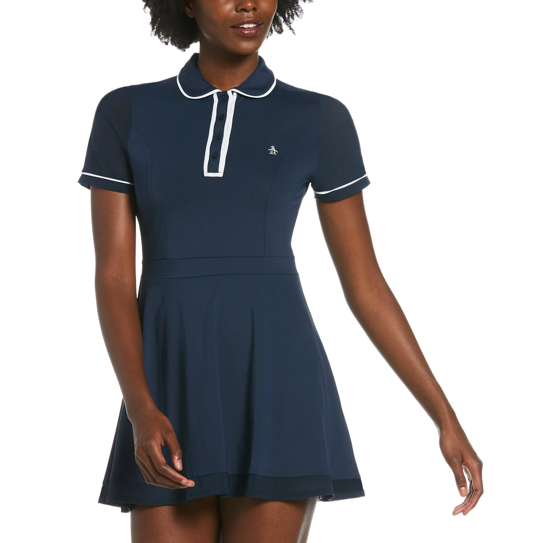 Black Iris Navy Original Penguin Veronica Mesh SS Dress