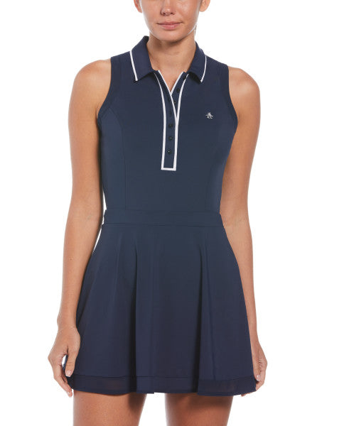 Black Iris Navy Original Penguin Veronica Sleeveless Mesh Insert Dress [SF26]