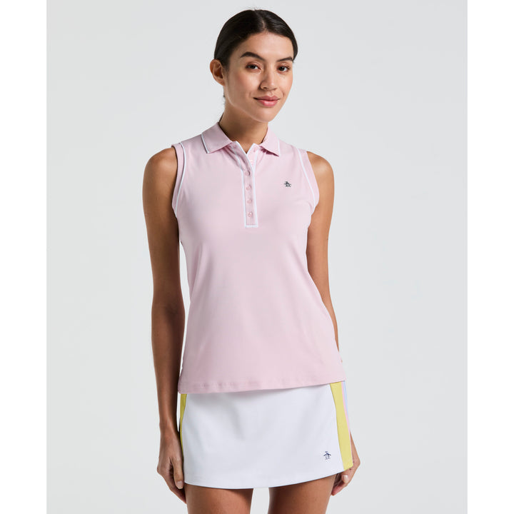 Gelato Pink Original Penguin Veronica Sleeveless Pique Polo [SF26]