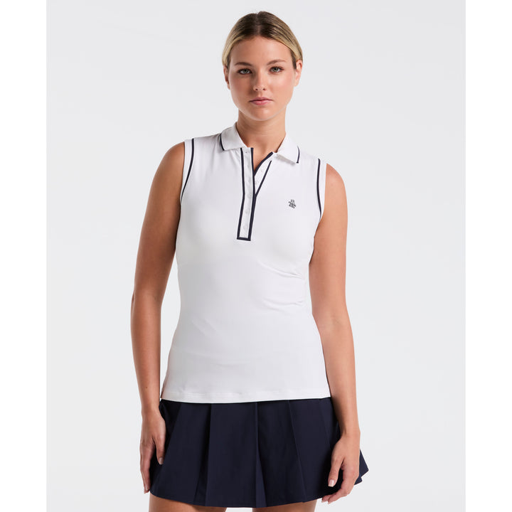 White Original Penguin Veronica Sleeveless Pique Polo [SF26]