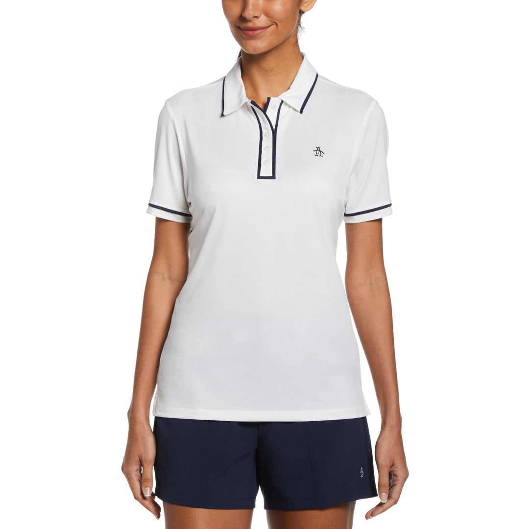 White Original Penguin Veronica Short Sleeve Pique Polo [SF26]