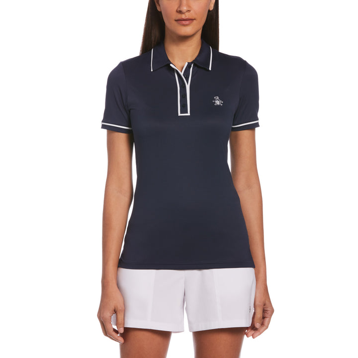 Black Iris Navy Original Penguin Veronica Short Sleeve Pique Polo [SF26]