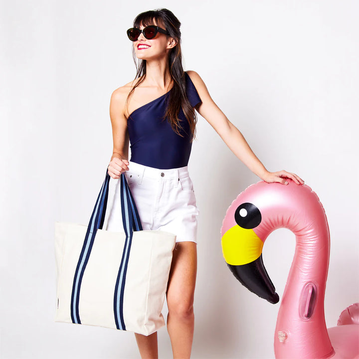 Ame &amp; Lulu Hamptons Canvas Mini Totes - Two Tone Blue
