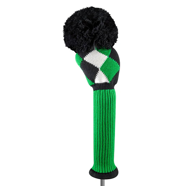 Just4Golf Kelly Green Argyle Knit Headcovers With Pom