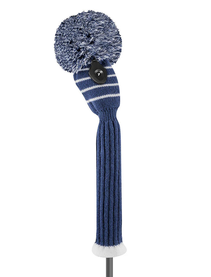 Just4Golf Navy Knit Headcovers With Pom