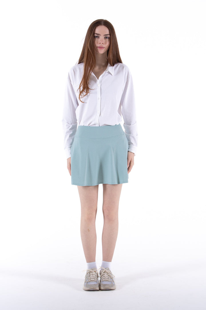 Foray Golf White Seersucker Long Sleeve Polo
