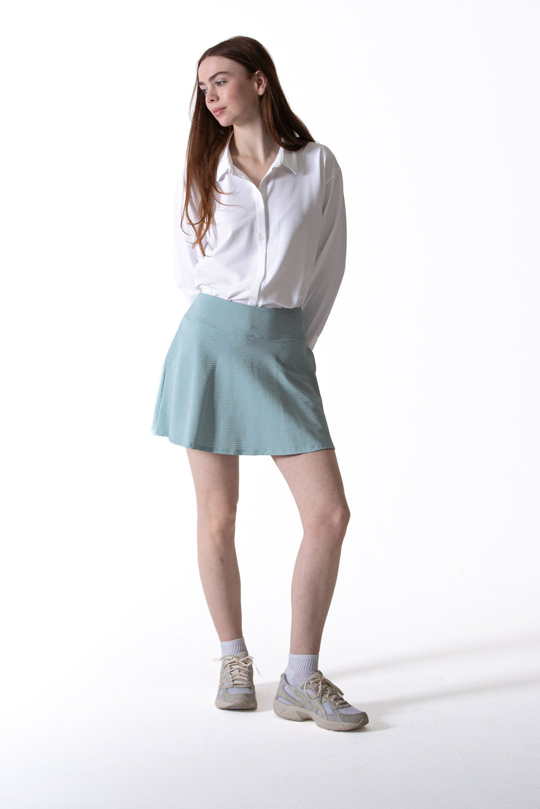 Foray Golf White Seersucker Long Sleeve Polo