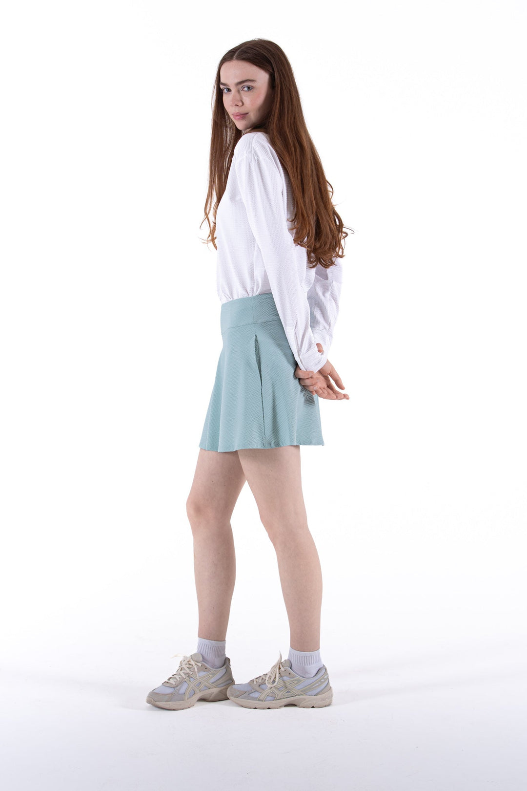 Foray Golf White Seersucker Long Sleeve Polo